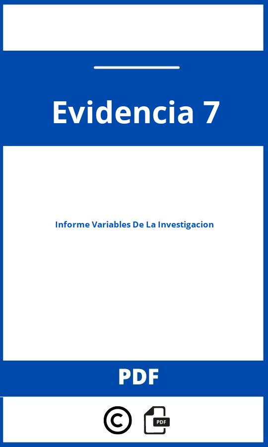 Evidencia 7 Informe Variables De La Investigación